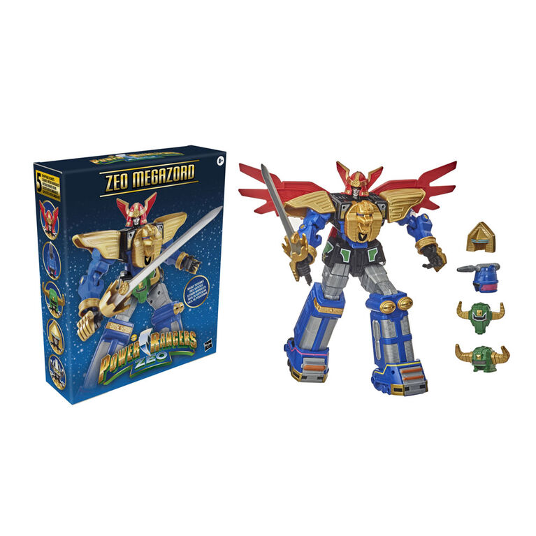 Power Rangers Zeo Megazord, figurine très articulée de 30 cm avec plusieurs casques et accessoires inspirés de la série télé classique - Notre exclusivité