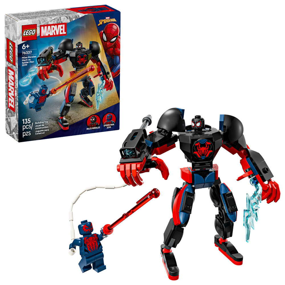 LEGO Marvel Miles Morales Mech vs. Spider-Man 2099 Building Toy for Kids, Ages 6+ - 76337