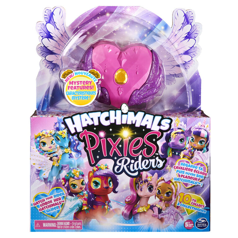 Hatchimals Pixies Riders, Crystal Charlotte Pixie and Draggle Glider Hatchimal Set with Mystery Feature