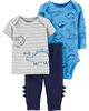 Ensemble 3 pièces à personnage mignon de dinosaure Carter's - bleu, 12 mois