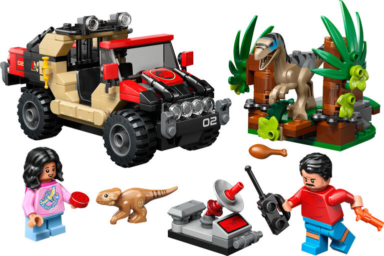 LEGO Jurassic World Raptor Off-Road Escape Dinosaur Toy - Building Toy for Kids, Ages 6+ -  76972