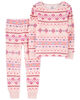 Carter's Two Piece Fair Isle Fuzzy Velboa Pajamas Pink  4T