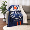 Couverture en polaire Sherpa à motif sportif des Oilers de Edmonton de la LNH(50 x 60)