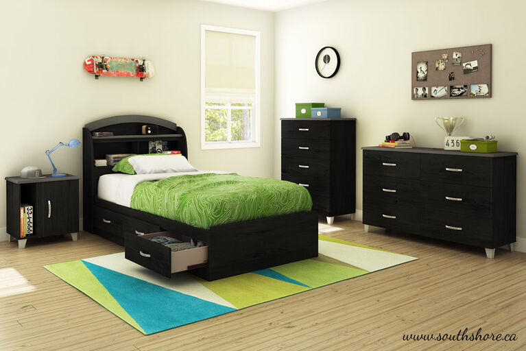 Lazer 6-Drawer Double Dresser- Black Onyx