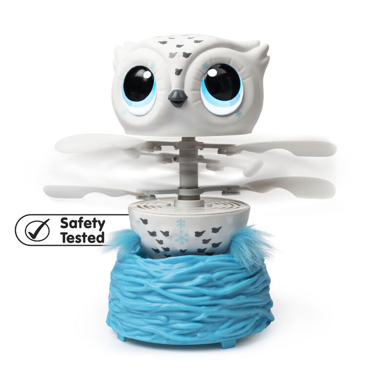 Owleez, Flying Baby Owl Interactive Toy with Lights and Sounds (White)