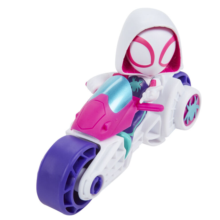 Marvel Spidey and His Amazing Friends, Ghost-Spider Action Figure, Toy Motorcycle