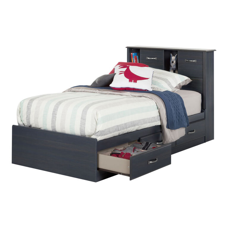 Ulysses Mate's Platform Storage Bed with 3 Drawers- Blueberry