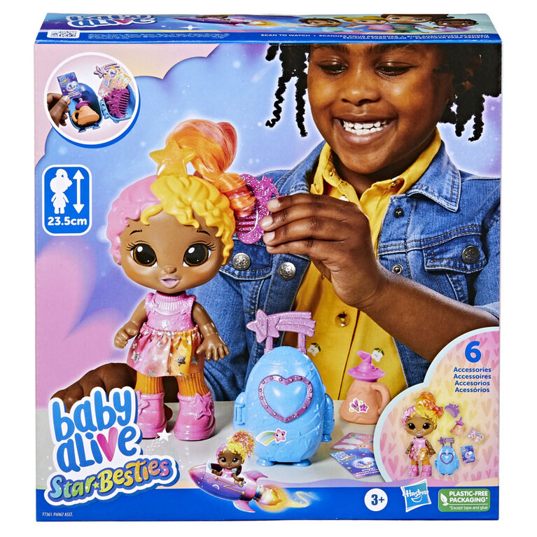 Baby Alive Star Besties Doll, Bright Bella, 8-inch Space-Themed Baby Alive Doll, Baby Alive Accessories