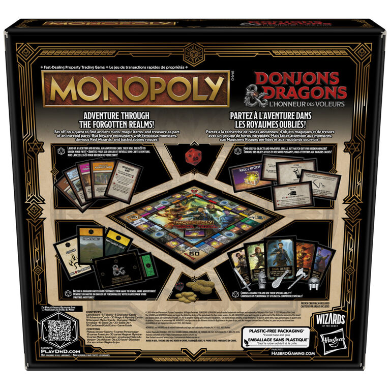 Monopoly Dungeons and Dragons: Honor Among Thieves Game, Inspired by the Movie, DandD Board Game for 2-5 Players