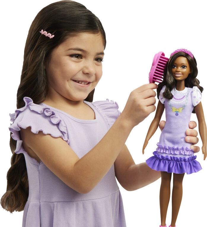 My First Barbie Doll for Preschoolers, "Brooklyn" Brunette Posable Doll with Puppy and Accessories