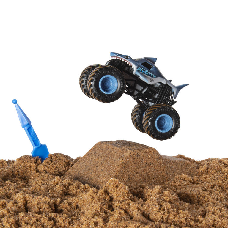 Monster Jam, Coffret débutant Monster Dirt Megalodon, avec 226 g (8 oz) de Monster Dirt et un monster truck Monster Jam officiel en métal moulé à l'échelle 1:64