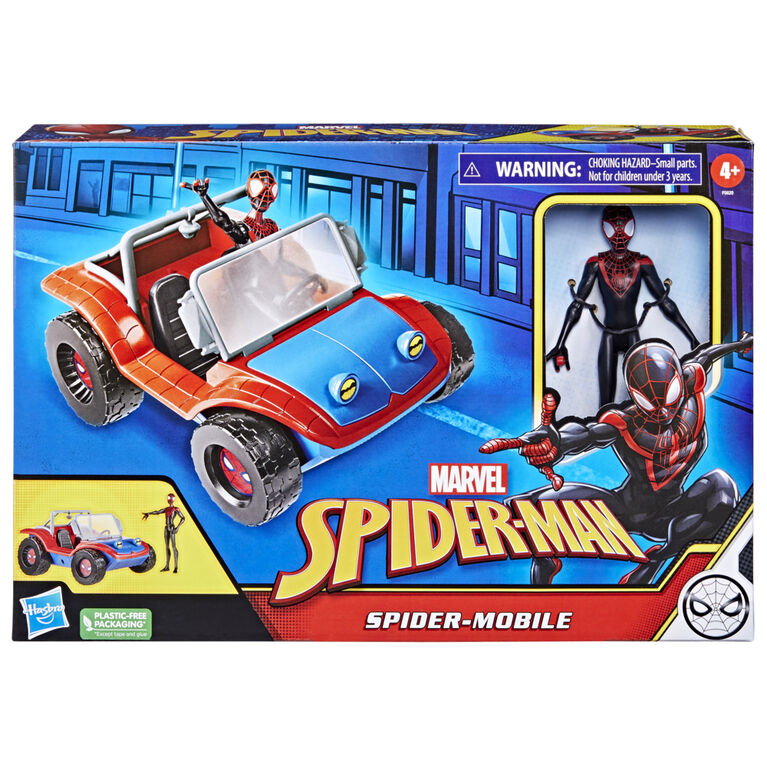 Marvel Spider-Man Spider-Mobile 6-Inch-Scale Vehicle with Miles Morales Action Figure