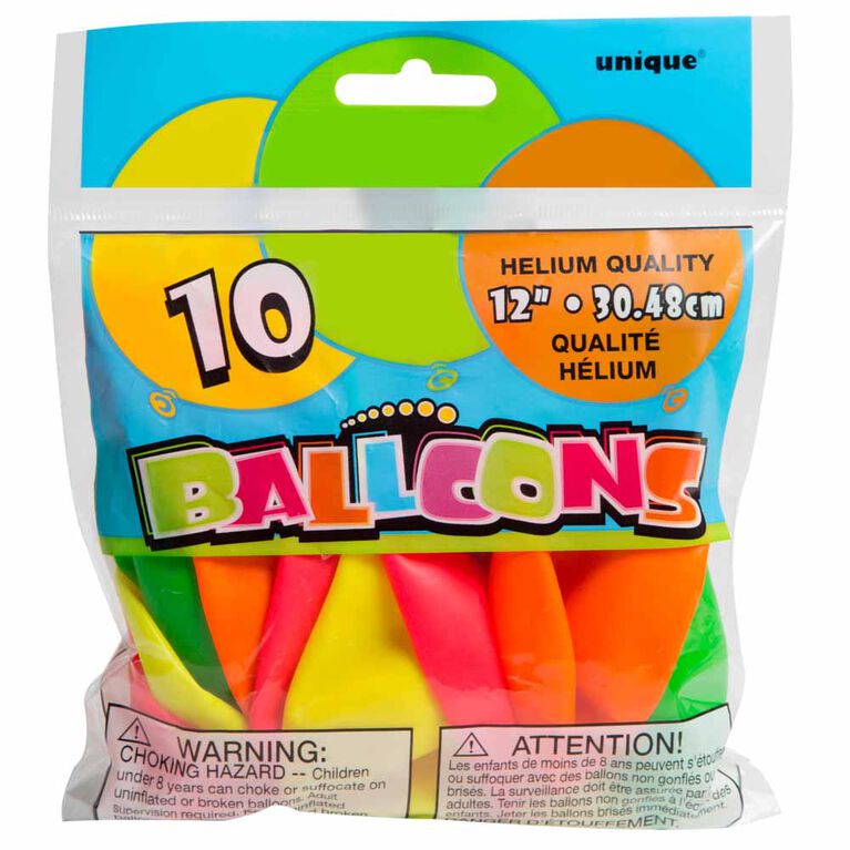 12" Latex Balloons, 10 pieces Neon Colors Toys R Us Canada