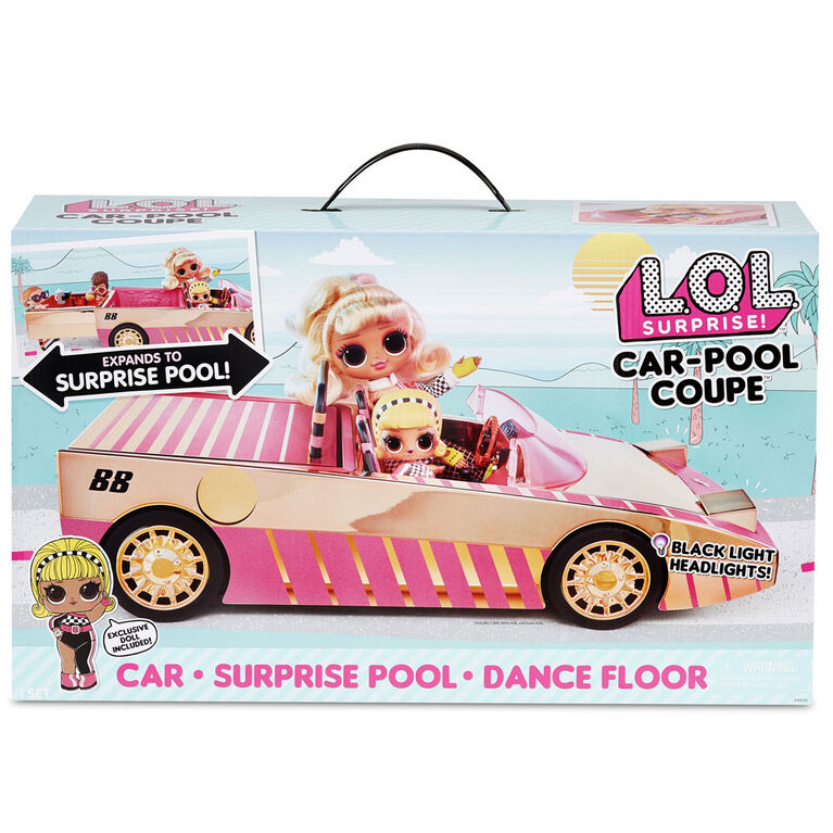 Coupé L.O.L. Surprise! Car-Pool avec poupée exclusive, piscine et piste de danse surprises - Édition anglaise