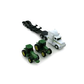 1:64 Scale John Deere Semi with Two Tractors