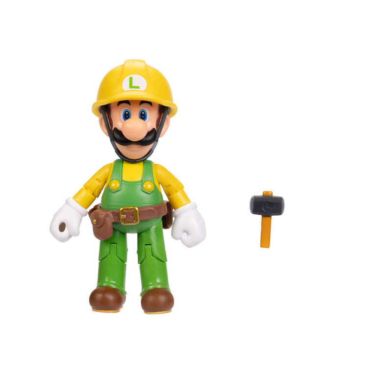 Figurine Super Mario 4 pouces - Luigi Bricoleur avec Marteau 