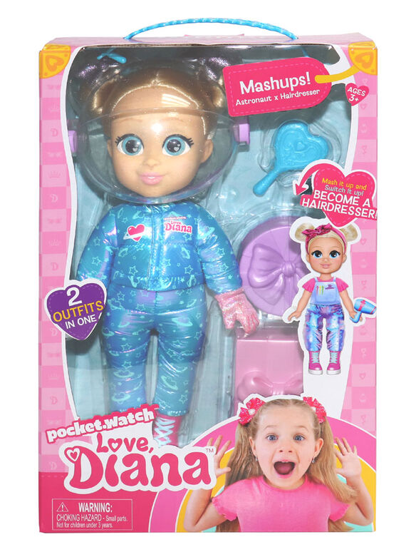 Love, Diana - 13" Poupée Diana Mashups - Astronaute / Coiffeur - Édition anglaise