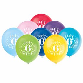 8 Balloons 12 Po - "Happy 6th Birthday" - Édition anglaise