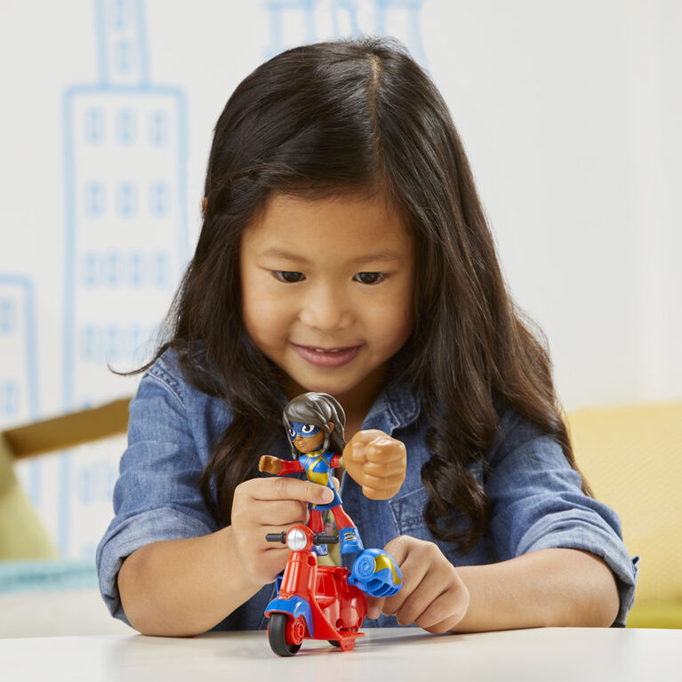 Marvel Spidey and His Amazing Friends Ms. Marvel Action Figure and Embiggen Bike Vehicle
