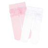 Baby Mode Signature 2 Pack Tights: Pink & White