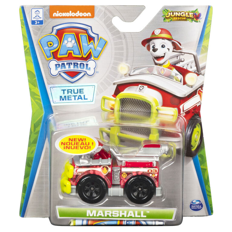  PAW Patrol, True Metal Marshall Collectible Die-Cast Vehicle, Jungle Rescue Series 1:55 Scale 