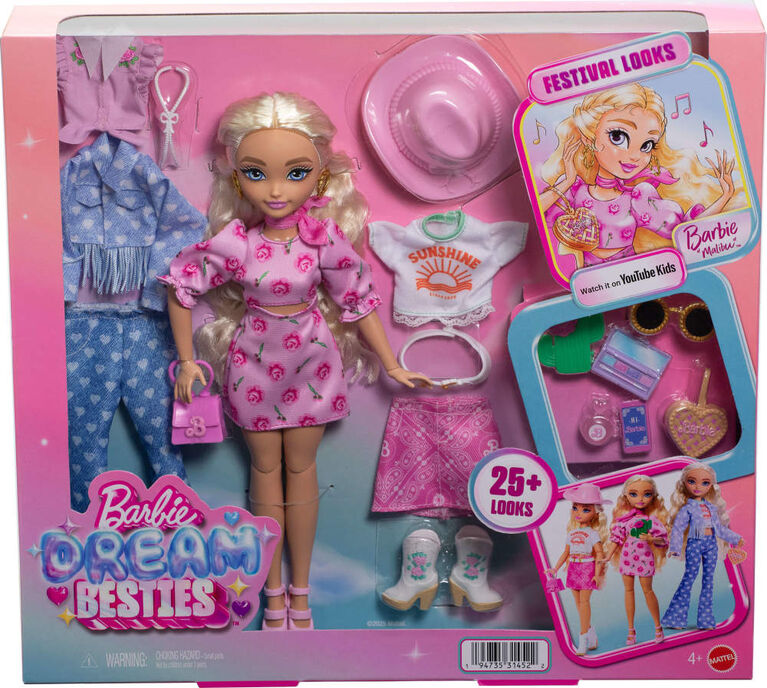 Barbie Dream Besties Festival Looks Set with Barbie "Malibu" Doll with Removable Fashions & Accessories