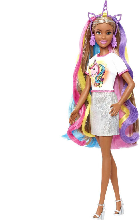 Poupée Barbie Cheveux fantaisie avec looks de sirène et licorne