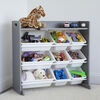 Toy Organizer with Shelf and 9 Bins, Grey