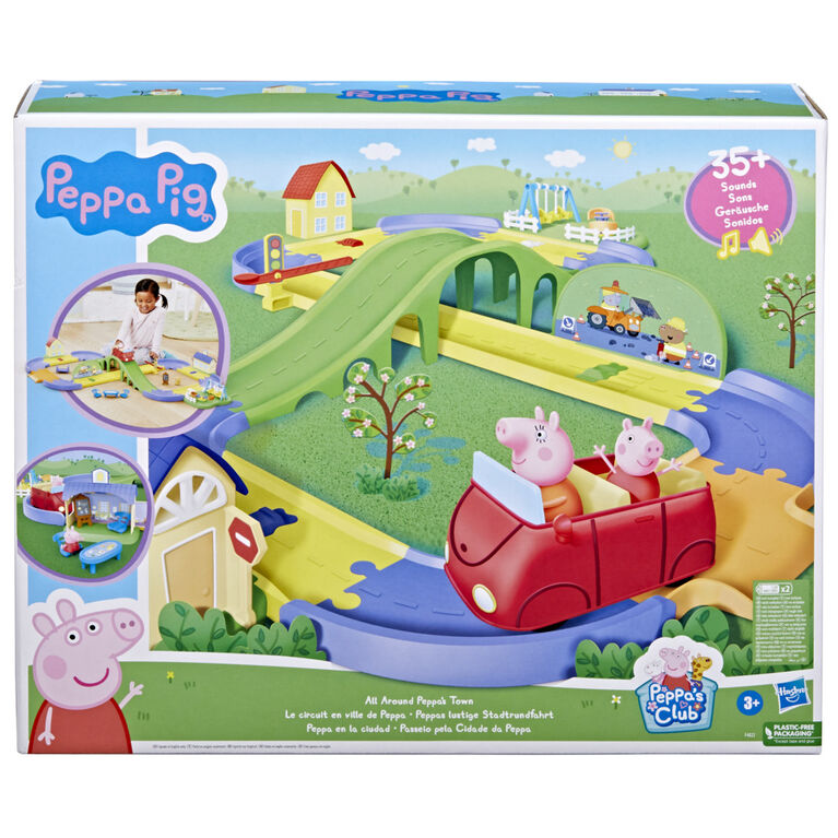 Peppa Pig All Around Peppa's Town Set with Adjustable Track; Includes Vehicle and 1 Figure (English)