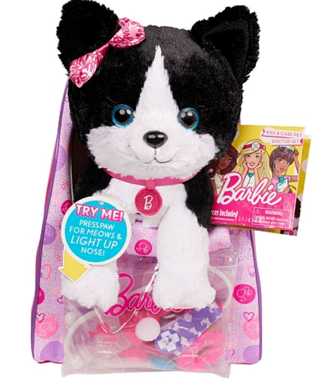 Barbie Vet Bag Set - Black and White Kitty with Pink Backpack