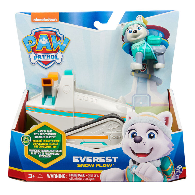 PAW Patrol, Everest Snow Plow, Véhicule avec figurine articulée à collectionner, jouets respectueux de la planète