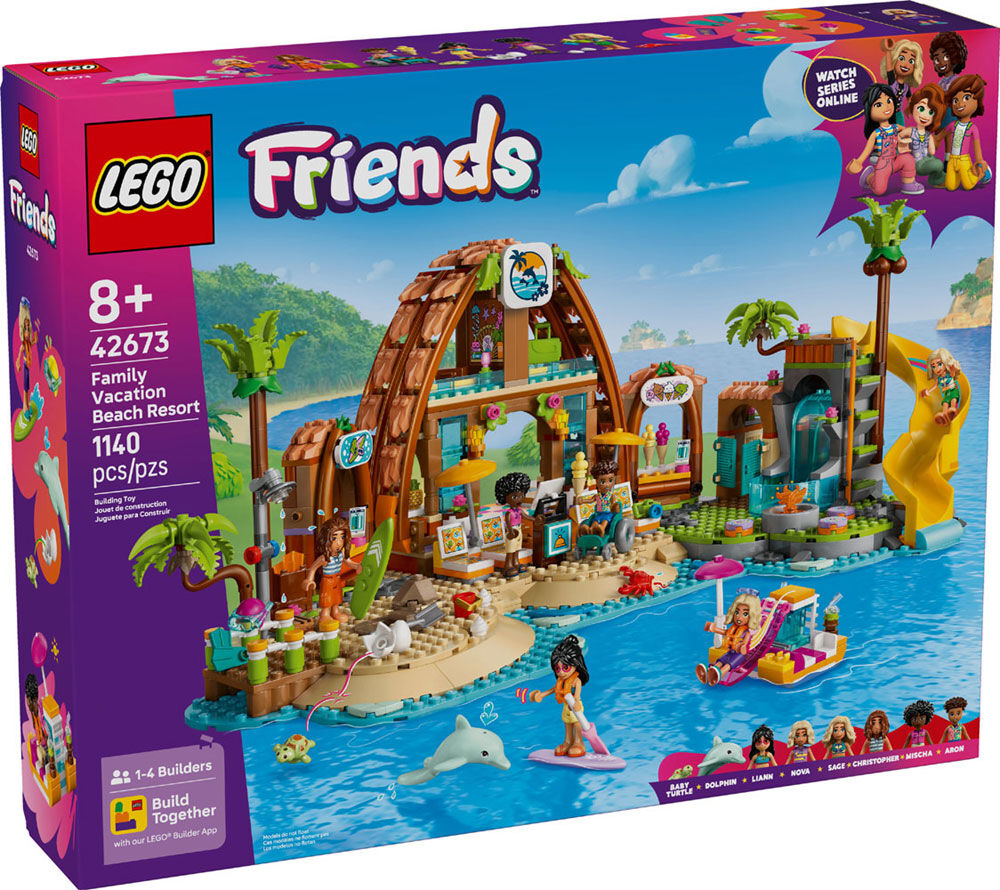 LEGO Friends Family Vacation Beach Resort Pretend Play Building Toy for Girls & Boys, 8+ - 42673