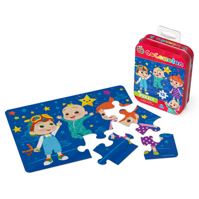 CoComelon, 12-Piece Jigsaw Puzzle JJ & Friends Animals Educational Musical Netflix YouTube Show in Tin Box Package