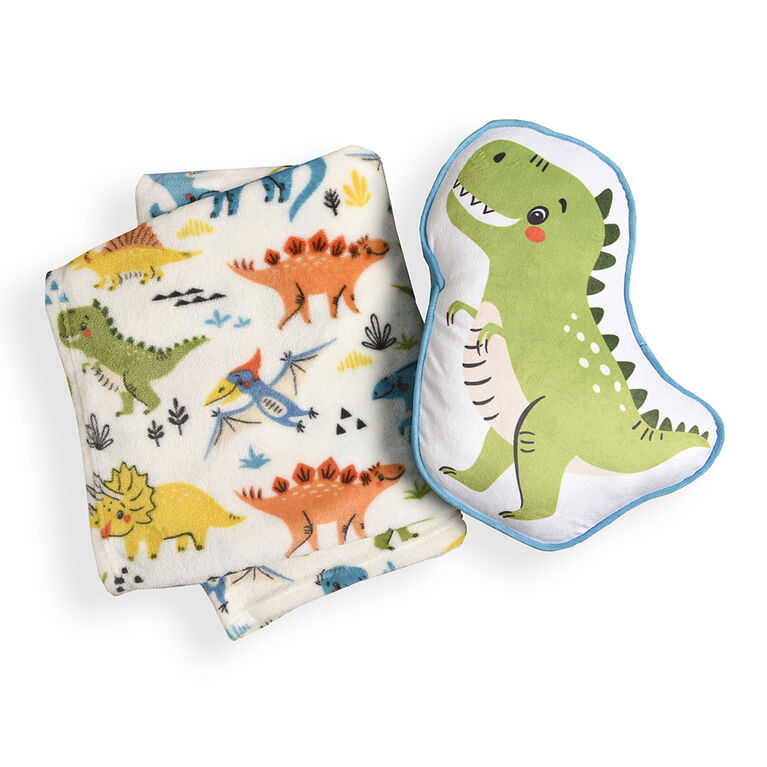 Ensemble de couverture et oreiller de dinosaure