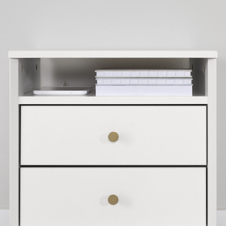 Dylane Table de chevet 2 tiroirs Blanc solide
