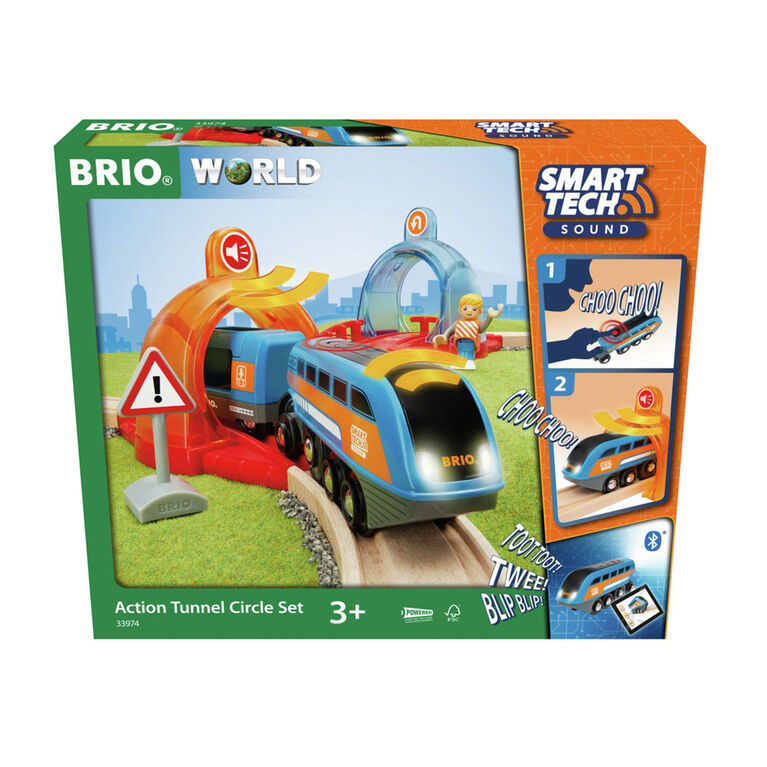 BRIO World Smart Tech Sound - Action Tunnel Circle Train Set Compatible with all BRIO train sets - English Edition