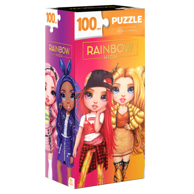 Rainbow High, 100-Piece Jigsaw Puzzle in Easy Storage Tower Gift for Girls Fashion Dolls Toys Accessories