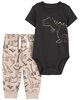 Ensemble 2 pièces Carter's cache-couche imprimé dinosaure et pantalon, Noir
