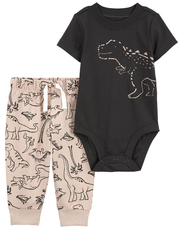Ensemble 2 pièces Carter's cache-couche imprimé dinosaure et pantalon, Noir