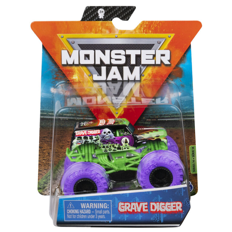 Monster Jam, Official Grave Digger Monster Truck, Die-Cast Vehicle, Nitro Neon Series, 1:64 Scale