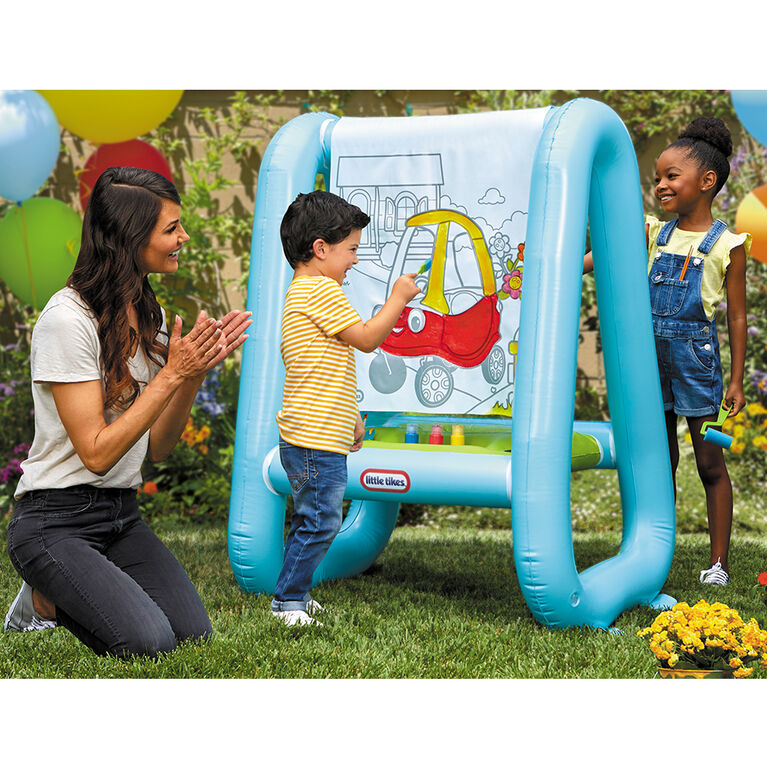 Little Tikes 3-in-1 Paint and Play Backyard Easel Inflatable Outdoor Art with Accessories