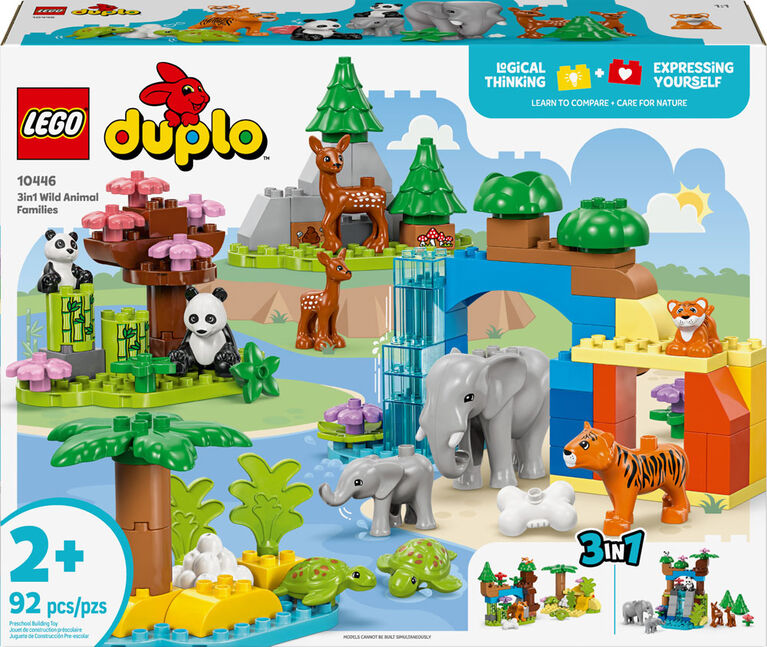 LEGO DUPLO Town 3 in 1 Wild Animal Families Building Toy Playset - Preschool Learning Toy - 10446