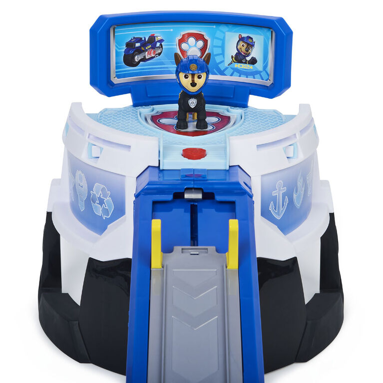 PAW Patrol, Coffret de jeu Moto HQ Moto Pups avec effets sonores et figurine et moto Chase exclusives