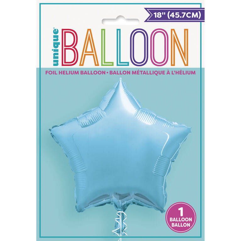 Ballon Aluminum En Forme D`Etoile 18 Po - Bleu Poudre