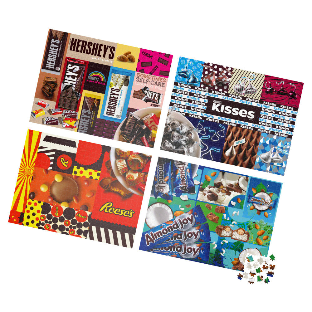 Hershey's, 4 Puzzle Multipack, 500 Pieces Combine to Form Mega Puzzle: Reese's, Hershey's Kisses, Almond Joy