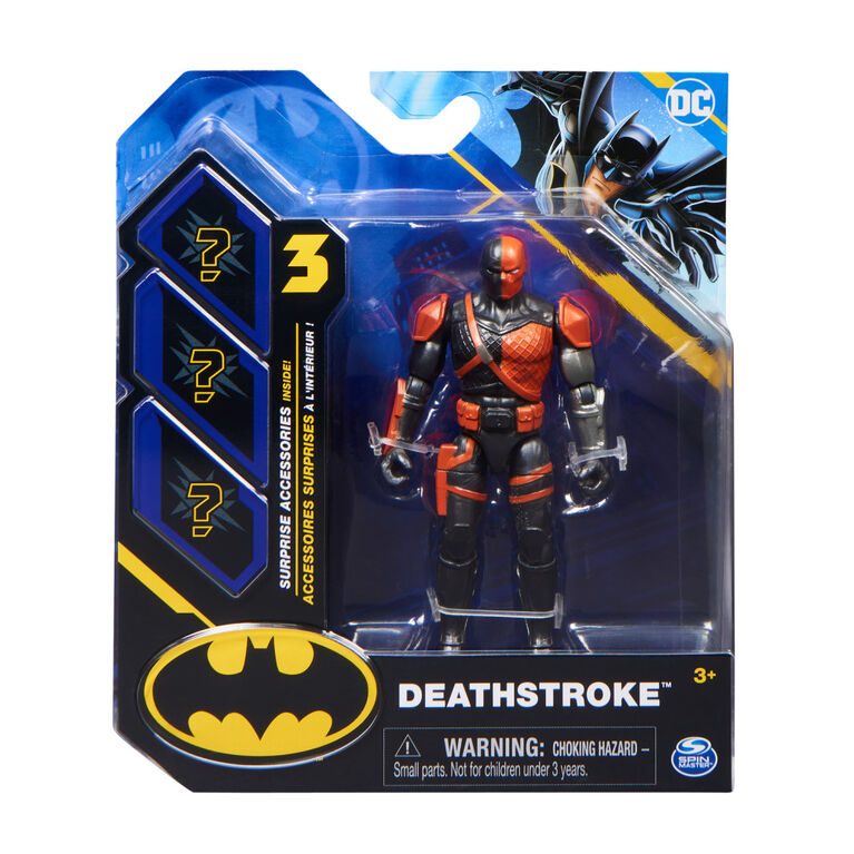 DC Comics, Figurine articulée Deathstroke de 10 cm avec 3 accessoires mystère