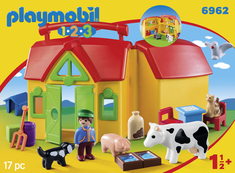 Playmobil 1.2.3. - 6962 - Ferme transportable avec animaux