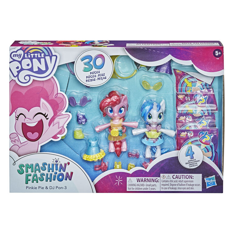 My Little Pony Surprise éclatante, 2 figurines articulées : Pinkie Pie et DJ Pon-3