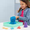 Kinetic Sand Sandbox Set, 1lb Blue Play Sand, Sandbox Storage, 4 Molds and Tools, Sensory Toys