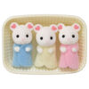 Calico Critters Marshmallow Mouse Triplets, Set of 3 Collectible Doll Figures with Cradle Accessory